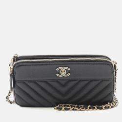 Pre Owned Chanel Mademoiselle Black Leather Shoulder Bag