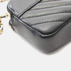 Pre Owned Chanel Mademoiselle Black Leather Shoulder Bag