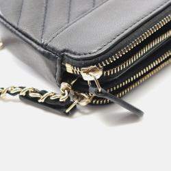Pre Owned Chanel Mademoiselle Black Leather Shoulder Bag