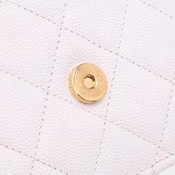 Pre Owned Chanel White Quilted Caviar Coco Casino Wallet on Chain