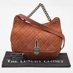 Pre Owned Chanel Brown Nubuck Leather Paris-Dubai Medallion Messenger Bag