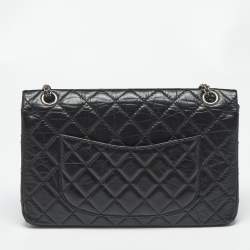 Pre Owned Chanel Black Quilted Aged Leather Classic 226 Reissue 2.55 Flap Bag