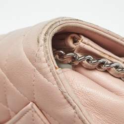 Pre Owned Chanel Light Pink Quilted Leather CC Wallet on Chain