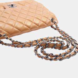 Pre Owned Chanel Brown Jumbo Classic Iridescent Caviar Double Flap