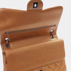 Pre Owned Chanel Brown Jumbo Classic Iridescent Caviar Double Flap