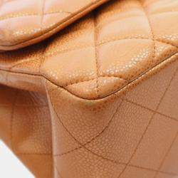 Pre Owned Chanel Brown Jumbo Classic Iridescent Caviar Double Flap