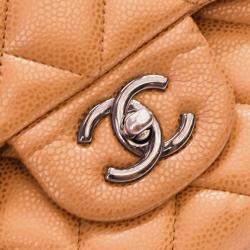 Pre Owned Chanel Brown Jumbo Classic Iridescent Caviar Double Flap