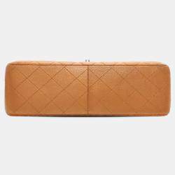 Pre Owned Chanel Brown Jumbo Classic Iridescent Caviar Double Flap