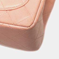 Pre Owned Chanel Pink Mini Square Classic Lambskin Single Flap