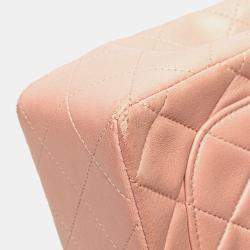 Pre Owned Chanel Pink Mini Square Classic Lambskin Single Flap