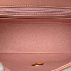 Pre Owned Chanel Pink Mini Square Classic Lambskin Single Flap