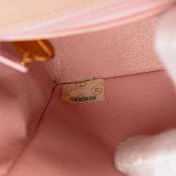 Pre Owned Chanel Pink Mini Square Classic Lambskin Single Flap
