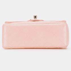 Pre Owned Chanel Pink Mini Square Classic Lambskin Single Flap