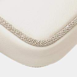 Pre Owned Chanel White Mini Quilted Lambskin and Metallic Trim Elementary Chic Flap