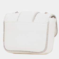 Pre Owned Chanel White Mini Quilted Lambskin and Metallic Trim Elementary Chic Flap