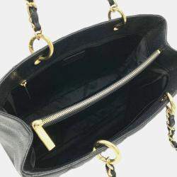 Pre Owned Chanel Grand GST Black Caviar Skin Tote Bag