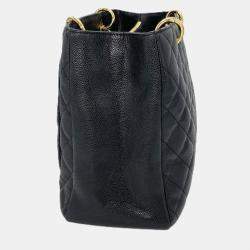Pre Owned Chanel Grand GST Black Caviar Skin Tote Bag