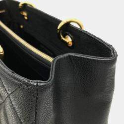 Pre Owned Chanel Grand GST Black Caviar Skin Tote Bag