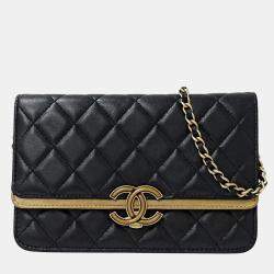 Pre Owned Chanel Black Lambskin Wallet on Chain