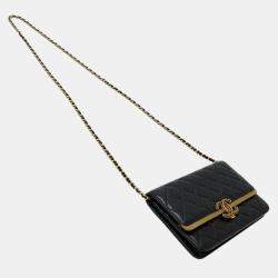 Pre Owned Chanel Black Lambskin Wallet on Chain
