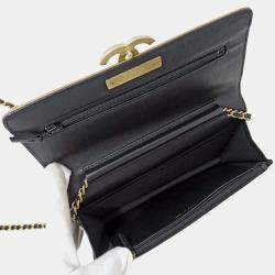 Pre Owned Chanel Black Lambskin Wallet on Chain