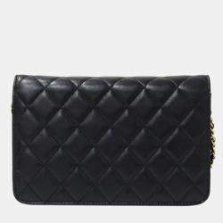 Pre Owned Chanel Black Lambskin Wallet on Chain