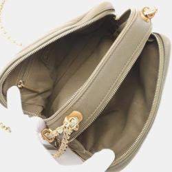 Pre Owned Chanel Chevron V-Stitch Khaki Lambskin Shoulder Bag