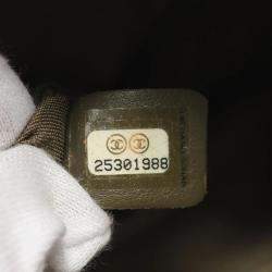 Pre Owned Chanel Chevron V-Stitch Khaki Lambskin Shoulder Bag