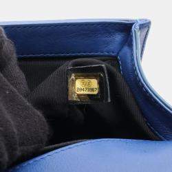 Pre Owned Chanel Boy Navy Patent Leather Shoulder Bag