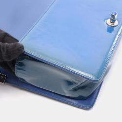 Pre Owned Chanel Boy Navy Patent Leather Shoulder Bag