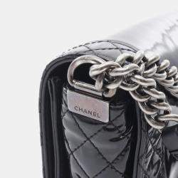 Pre Owned Chanel Boy Black Patent Leather Shoulder Bag