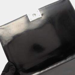 Pre Owned Chanel Boy Black Patent Leather Shoulder Bag