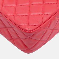 Pre Owned Chanel Red Mini Square Classic Lambskin Casino Royale Charms Single Flap