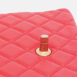 Pre Owned Chanel Red Mini Square Classic Lambskin Casino Royale Charms Single Flap