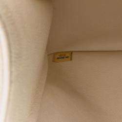 Pre Owned Chanel Classic Double Flap Jumbo White Caviar Shoulder Bag