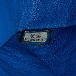 Pre Owned Chanel Classic Double Flap Medium Blue Lambskin Shoulder Bag