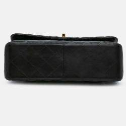 Pre Owned Chanel Classic Double Flap Jumbo Black Lambskin Shoulder Bag