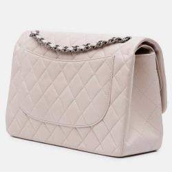 Pre Owned Chanel Classic Double Flap Jumbo Lambskin Shoulder Bag