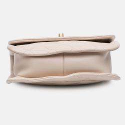 Pre Owned Chanel Button On Top Flap Small Lambskin Bag