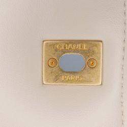 Pre Owned Chanel Button On Top Flap Small Lambskin Bag
