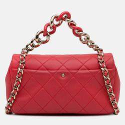 Pre Owned حقيبة شانيل أنيقة سلسلة غطاء فردي جلد الحمل صغير