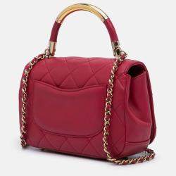Pre Owned Chanel Carry Chic Flap Mini Quilted Lambskin Bag