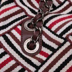 Pre Owned Chanel Stripe Flap CC Canvas Bag