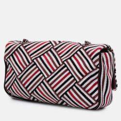 Pre Owned Chanel Stripe Flap CC Canvas Bag