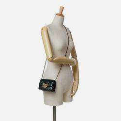 Pre Owned Chanel Card Holder On Chain Quilted Calfskin Strass Bag