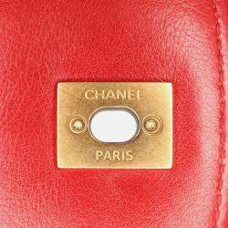 Pre Owned Chanel Chain Handle Flap Small Quilted Calfskin Caviar Bag