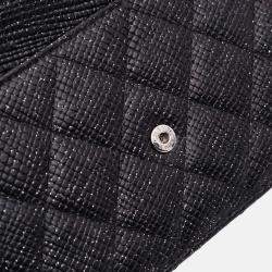 Pre Owned Chanel Black CC Quilted Glittered Calfskin Wallet On Chain