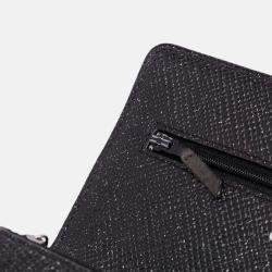 Pre Owned Chanel Black CC Quilted Glittered Calfskin Wallet On Chain