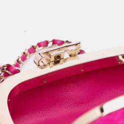 Pre Owned Chanel Pink Quilted Tweed Vanity Case