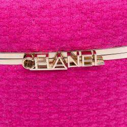Pre Owned Chanel Pink Quilted Tweed Vanity Case